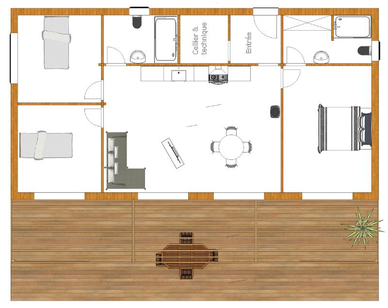 Plan maison contemporaine 100 m²