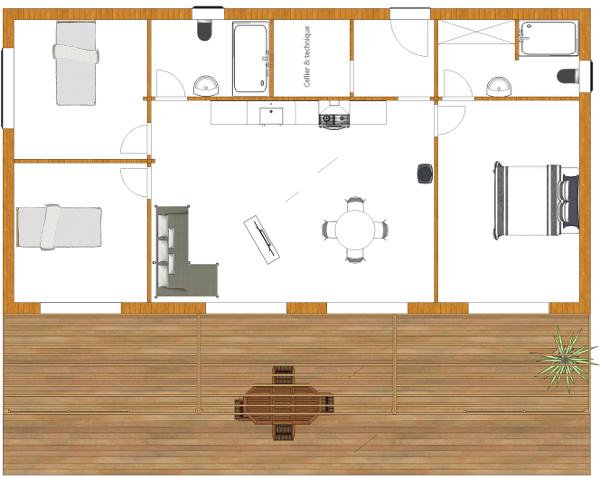 Plan maison plain pied 95 m²