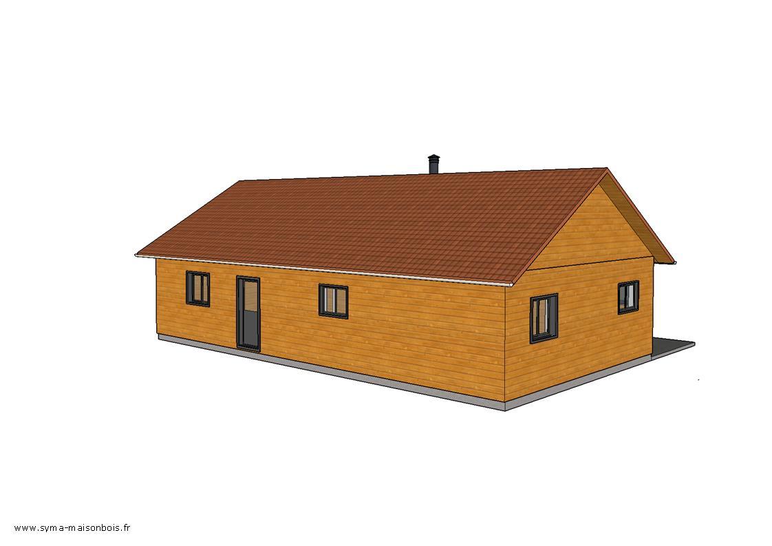 Vue 3D maison bois